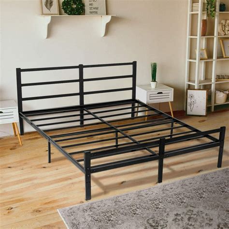 metal bed frame no box spring needed|foldable full steel bed frame.